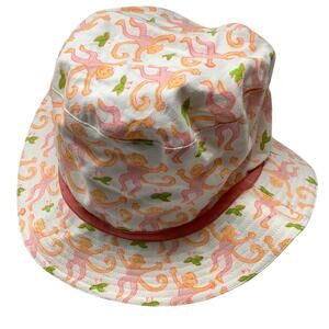 Roberta Roller Rabbit Women's Large Neon Orange Monkey Sun Hat Summer H25-8